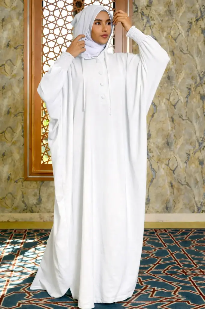 Three-Button Abaya with attached Hoodie 