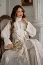 Ivory Gold Organza Abaya