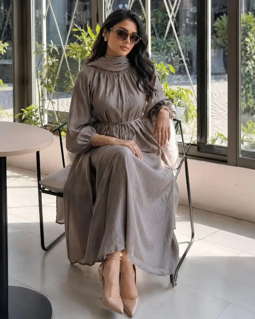 Charcoal Lantern Tencel Dress