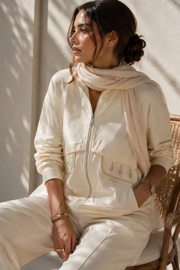 Apricot Beaded Leisure Suit