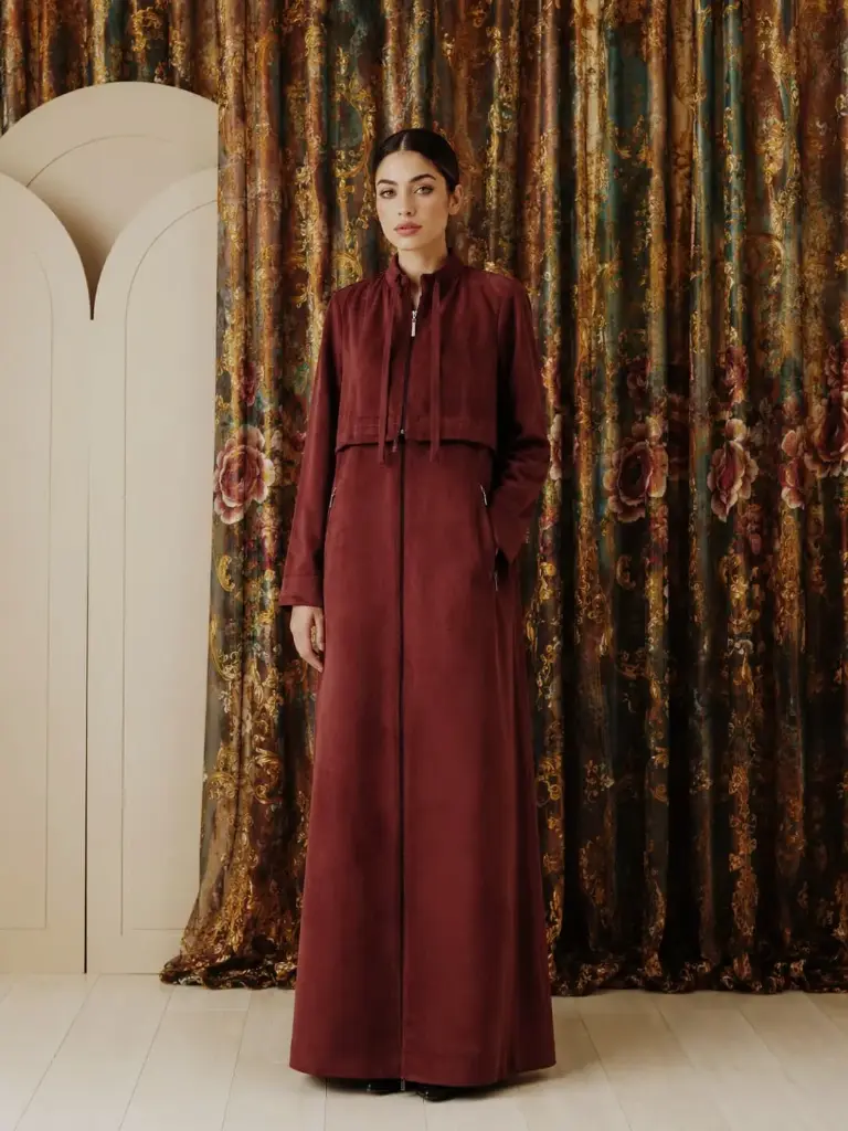 ZIBA Suede Stitch Coat Abaya