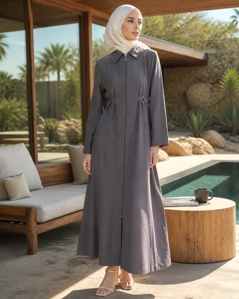 LUSAIL Twill Zip Up Abaya