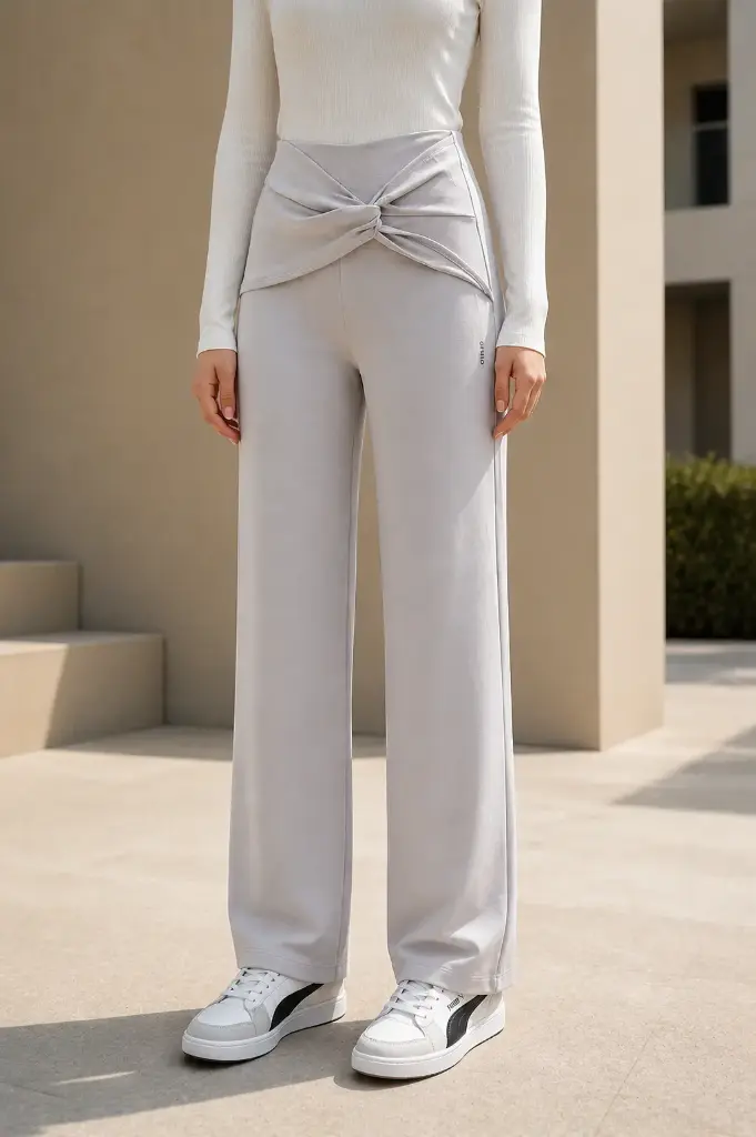 Grey Bow Waist Oysho Pant