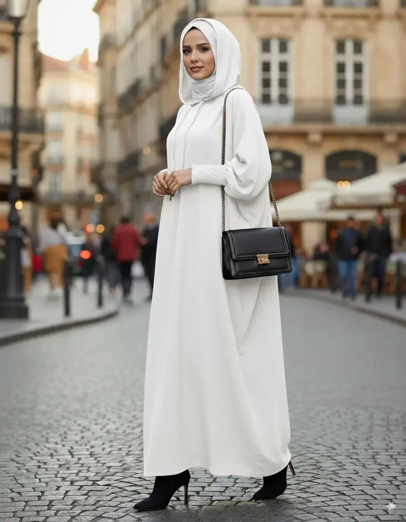 Ladies Hooded Abaya With Attached Scarf